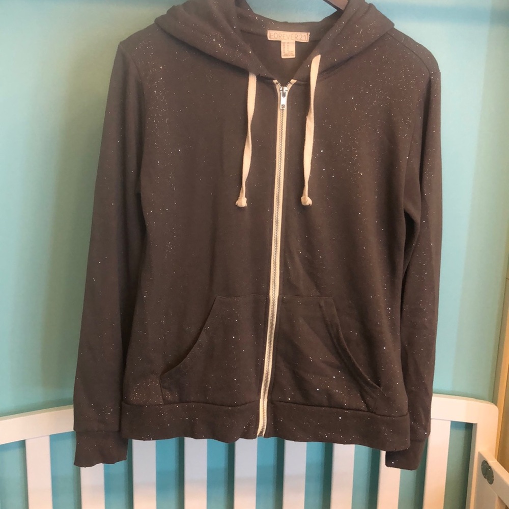 Forever 21 zip up glitter jacket